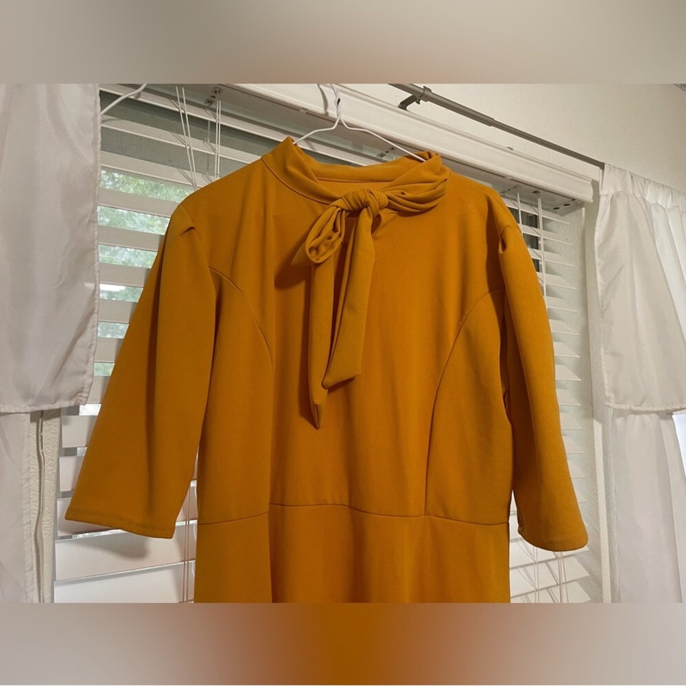 Mustard dress with bow